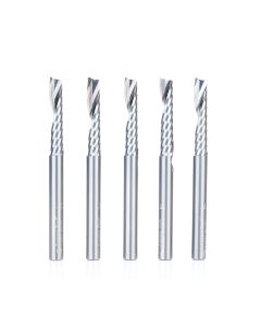 Amana tool 51481-5, 5-Pack CNC SC Spiral O Single Flute, Aluminum Cutting 1/4 D x 1-1/4 CH x 1/4 SHK x 3 Inch Long Up-Cut Router Bits with Mirror Finish