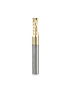 Amana tool 51502-Z CNC SC Spiral O Single Flute, Aluminum Cutting 1/4 D x 5/8 CH x 1/4 SHK x 2 Inch Long Down-Cut ZrN Coated Router Bit with Mirror Finish