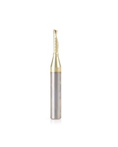 Amana tool 51503-Z CNC SC Spiral O Single Flute, Aluminum Cutting 1/8 D x 1/2 CH x 1/4 SHK x 2 Inch Long Down-Cut ZrN Coated Router Bit with Mirror Finish