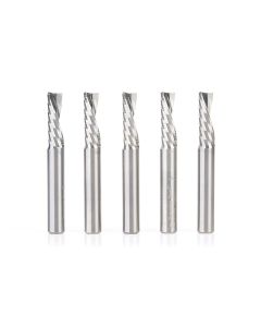 Amana tool 51504-5, 5-Pack CNC SC Spiral O Single Flute, Plastic Cutting 1/4 D x 3/4 CH x 1/4 SHK x 2 Inch Long Down-Cut Router Bits with Mirror Finish
