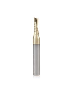 Amana tool 51508-Z CNC SC Spiral O Single Flute, Aluminum Cutting 3/16 D x 1/2 CH x 1/4 SHK x 2 Inch Long Down-Cut ZrN Coated Router Bit with Mirror Finish