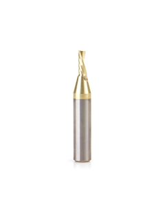 Amana tool 51777-Z CNC SC Spiral O Single Flute, Aluminum Cutting 1/8 D x 5/16 CH x 1/4 SHK x 1-1/2 Inch Long Down-Cut ZrN Coated Router Bit with Mirror Finish