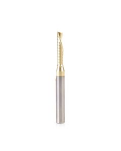 Amana tool 51779-Z CNC SC Spiral O Single Flute, Aluminum Cutting 3/16 D x 7/8 CH x 1/4 SHK x 2-1/2 Inch Long Down-Cut ZrN Coated Router Bit with Mirror Finish