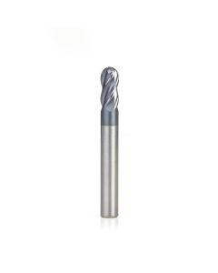 Amana tool 51796 High Performance CNC Solid Carbide Variable Helix Spiral Bal Nose with AlTiN Coating for Steel, Stainless Steel & Composites 1/8 R x 1/4 Dia x 1/2 Cut Height x 1/4 Shank x 2 Inches Long Up-Cut 4-Flute End Mil/Router Bit
