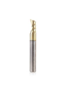 Amana tool 51810-Z CNC SC Spiral O Single Flute, Aluminum Cutting 1/4 D x 1/2 CH x 1/4 SHK x 2 Inch Long Up-Cut ZrN Coated Router Bit with Mirror Finish