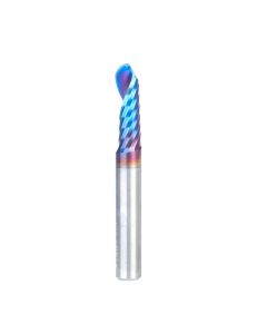 Amana tool 51818-K CNC Spektra Coated SC Spiral O Single Flute Bal Nose, Plastic Cutting 1/8 R x 1/4 D x 3/4 CH x 1/4 SHK x 2 Inch Long Up-Cut Router Bit with Mirror Finish