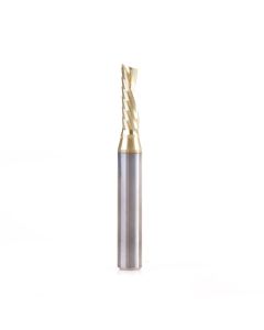 Amana tool 51838-Z CNC, SC Spiral O Single Flute, Aluminum Cutting 3/16 D x 5/8 CH x 1/4 SHK x 2 Inch Long Down-Cut ZrN Coated Router Bit with Mirror Finish