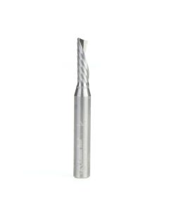 Amana tool 51838 CNC SC Spiral O Single Flute, Aluminum Cutting 3/16 D x 5/8 CH x 1/4 SHK x 2 Inch Long Down-Cut Router Bit with Mirror Finish