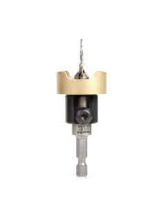 Amana tool 55151 Carbide Tipped 82 Degree Countersink with Tapered Dril and Adjustable Depth Stop with No-Thrust BB, 3/8 D x 1/8 Dril D x 1/4 Inch Quick Release Hex SHK
