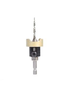 Amana tool 55153 Carbide Tipped 82 Degree Countersink with Tapered Dril and Adjustable Depth Stop with No-Thrust BB, 3/8 D x 5/32 Dril D x 1/4 Inch Quick Release Hex SHK