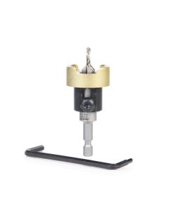 Amana tool 55241 Carbide Tipped Countersink with No Burning and No Marring Adjustable Depth Stop with No-Thrust BB, 3/8 D x 7/64 Dril D x 1/4 Inch Quick Release Hex SHK
