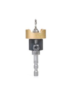 Amana tool 55334 Carbide Tipped 82 Degree Countersink with Adjustable Depth Stop and No-Thrust BB, Hybrid For Festool CENTROTEC System 3/8 D x 1/8 Dril D x 1/4 Inch Quick Release Hex SHK