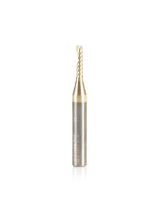 Amana tool 57343-Z SC Spiral O Single Flute, Improved Surface Finish Aluminum Cutting 1/8 D x 1/2 CH x 1/4 SHK x 2 Inch Long Up-Cut ZrN Coated Router Bit with Mirror Finish