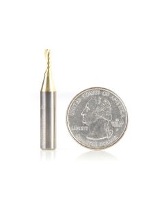 Amana tool 57346-Z SC Spiral O Single Flute, Improved Surface Finish Aluminum Cutting 1/8 D x 5/16 CH x 1/4 SHK x 1-1/2 Inch Long Up-Cut ZrN Coated Router Bit with Mirror Finish
