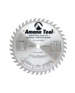 Amana tool 610400 Carbide Tipped General Purpose 10 Inch Dia x 40T ATB, 15 Deg, 5/8 Bore, Circular Saw Blade