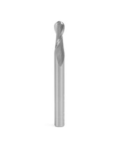 Amana 46455 Solid Carbide Up-Cut Spiral Ball Nose 2.5mm Radius x 5mm Dia x 12mm  x 5mm Shank x 50mm Long x 2 Flute Router Bit