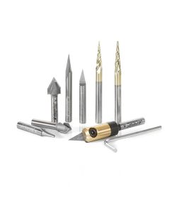 Amana tool AMS-128 8-Pc V Carving CNC Router Bit Colection, 1/4 Inch Shank