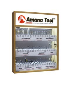 Amana tool AMS-CNC-52 CNC Master Router Bit Colection Includes 52 1/4 inch Shank SKUs and LED Iluminated, Mirrored Interior and Solid Wood Display