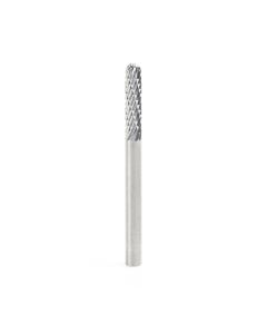 Amana tool BURS-118 Radius Cylinder SC Head 1/8 D x 9/16 CH x 1/8 SHK x 1-1/2 Inch Long Double Cut SC Burr Bit