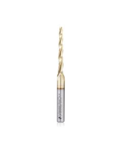 Amana tool HSS1306 CNC 2D and 3D Carving Bal Nose 1 Deg Tapered Angle x 1/8 Dia x 1/16 Radius x 1-1/2 CH x 1/4 Shank x 3 Inch Long x 3 Flute High Speed Steel (HSS) ZrN Coated Upcut Router Bit