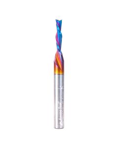 Amana tool 48211-K SC Spektra Extreme tool Life Coated Spiral Plunge 4mm Dia x 3/4 CH x 1/4 SHK 2-1/2 Inch Long Down-Cut Router Bit for Driling Shelf Pin Holes