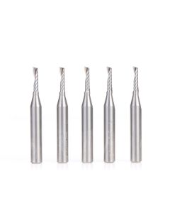 Amana tool 51411-5, 5-Pack CNC SC Spiral O Single Flute, Plastic Cutting 1/8 D x 1/2 CH x 1/4 SHK x 2 Inch Long Up-Cut Router Bits with Mirror Finish