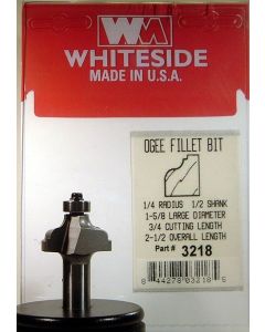 Whiteside 3218 Ogee Fillet Bit 1/4R 1-5/8LD
