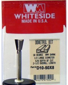 Whiteside D10-50x8 Dovetail Bit 1/4LD 1/4CD 8mmSH