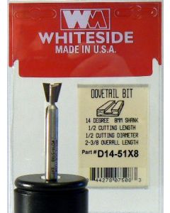 Whiteside D14-51x8 Dovetail Bit 1/2LD 13/16CD 8mmSH