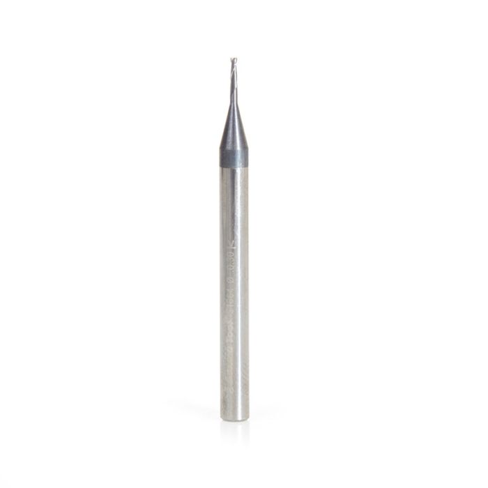 Amana tool 51664 Mini SC Spiral for Steel, Stainless Steel & Composites, AlTiN Coated 0.030 D x 0.090 CH x 1/8 SHK x 1-1/2 Inch Long Up-Cut 2-Flute Square End Router Bit/End Mil