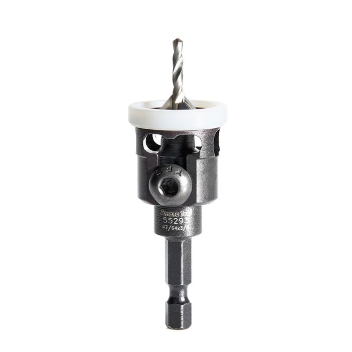 Amana tool 55293 Carbide Tipped Countersink w/Adjustable Low Friction Depth-Stop 3/8 D x 49 Deg x 1/4 SHK Includes Repl. Dril Bit 630-224