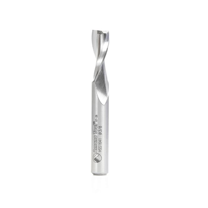 Amana tool HSS1641 HSS Spiral Aluminum Cutting Double Flute Up-Cut 3/8 D x 1 CH x 3/8 Inch SHK Router Bit