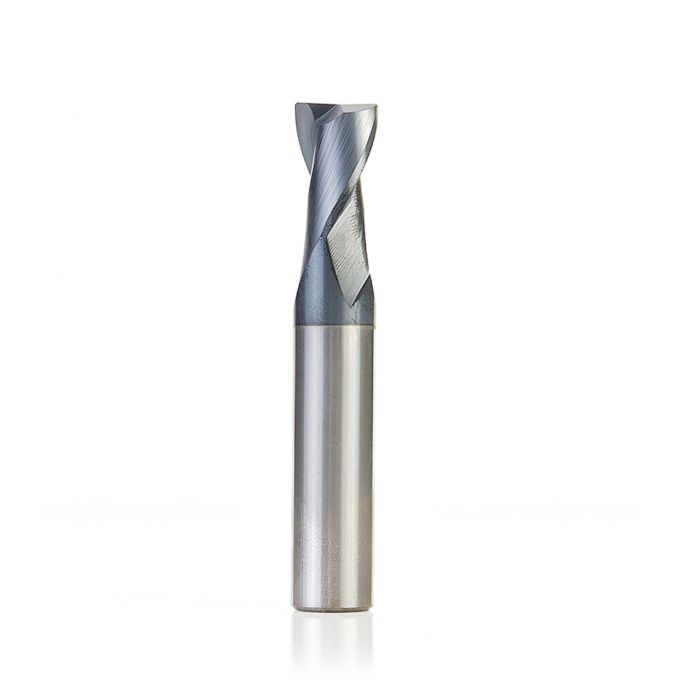 Amana tool 51468 SC Spiral for Steel, Stainless Steel & Non Ferrous Metal with AlTiN Coating 2-Flute x 1/2 D x 3/4 CH x 1/2 SHK x 3 Inch Long Up-Cut Router Bit / 45 Deg Corner Chamfer End Mil