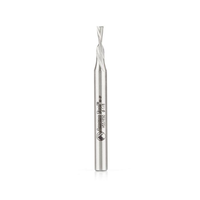 Amana tool HSS1650 HSS Spiral Aluminum Cutting Double Flute Down-Cut 1/8 D x 5/16 CH x 1/4 SHK 2-5/8 Inch Long Router Bit