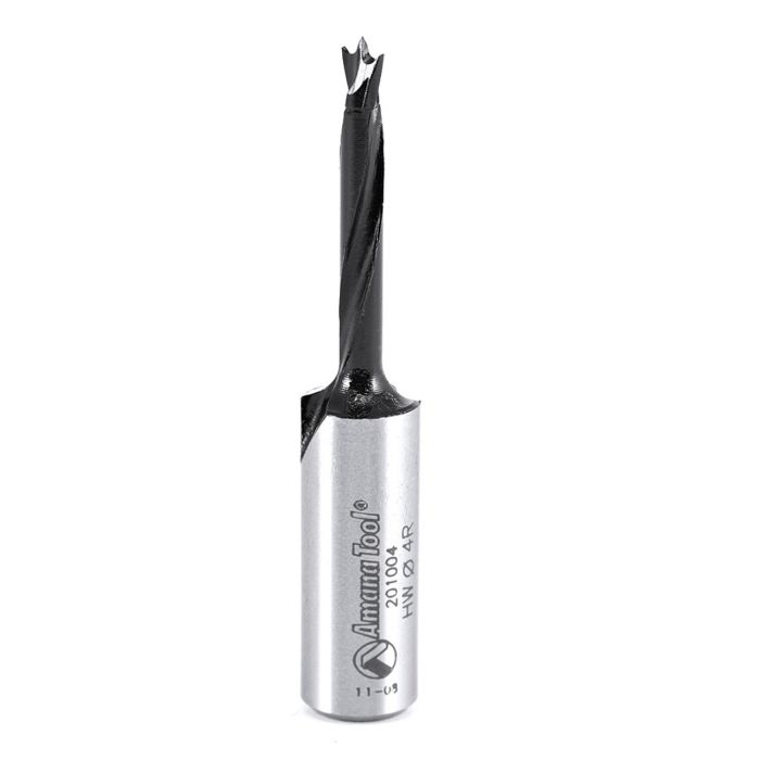 Amana tool 201004 Carbide Tipped Brad Point Boring Bit R/H 4mm D x 57mm Long x 10mm SHK