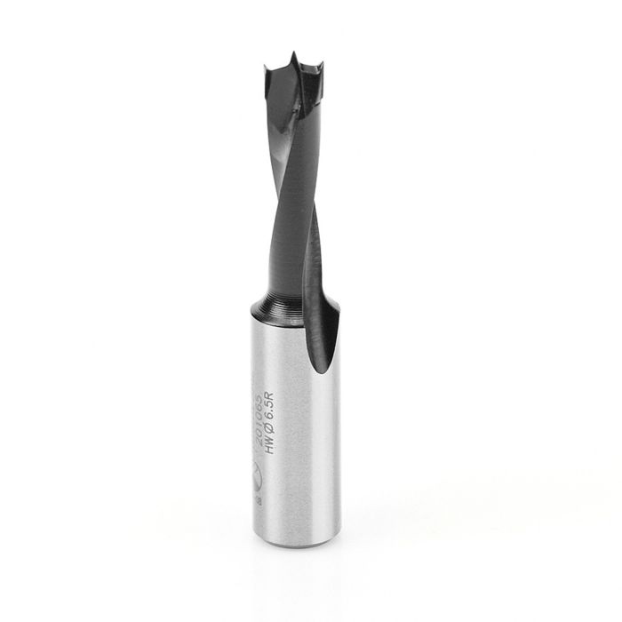 Amana tool 201065 Carbide Tipped Brad Point Boring Bit R/H 6.5mm D x 57mm Long x 10mm SHK