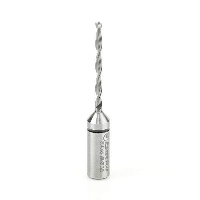 Amana tool 204003 Solid Carbide Brad Point Boring Bit R/H 3mm D x 70mm Long x 10mm SHK