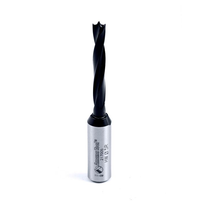 Amana tool 217005 Solid Carbide Dowel Dril Boring Bit R/H 5mm D x 70mm Long x 10x25mm SHK