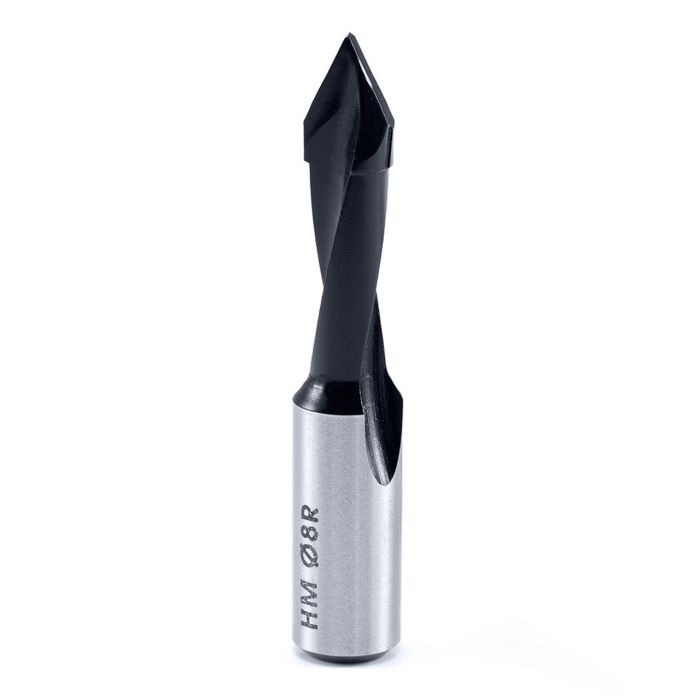 Amana tool 313008 Carbide Tipped Through-Hole Boring Bit R/H 8mm D x 57mm Long x 10mm SHK