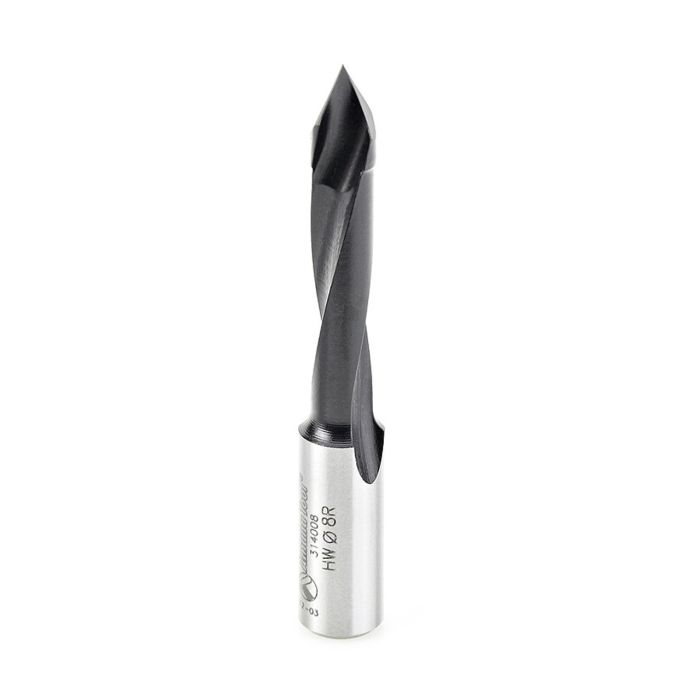 Amana tool 314008 Carbide Tipped Through-Hole Boring Bit R/H 8mm D x 70mm Long x 10mm SHK