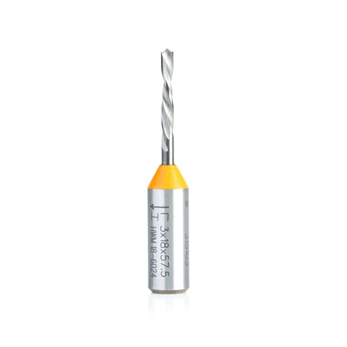 Amana tool 315103 Solid Carbide Dowel Dril Boring Bit L/H 3mm D x 57.5mm Long x 10x25mm SHK