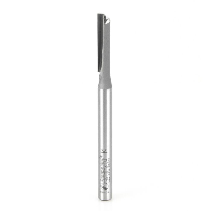 Amana tool 45110 Carbide Tipped Straight Plunge Single Flute High Production 1/4 D x 1 Inch CH x 1/4 SHK Router Bit