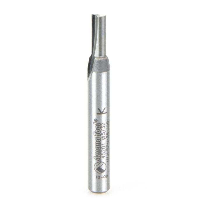 Amana tool 45201 Solid Carbide Cutting Edge Straight Plunge High Production 5/32 D x 7/16 CH x 1/4 SHK x 2 Inch Long Router Bit