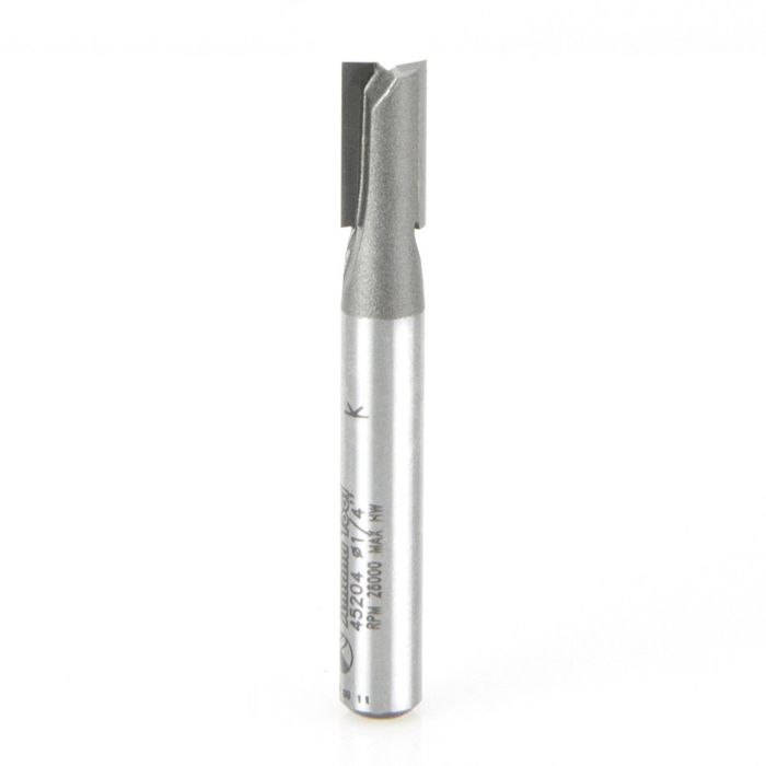 Amana tool 45204 Carbide Tipped Straight Plunge High Production 1/4 D x 1/2 CH x 1/4 SHK x 2 Inch Long Router Bit