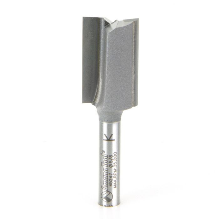 Amana tool 45247 Carbide Tipped Straight Plunge High Production 5/8 D x 1 CH x 1/4 SHK x 2-1/4 Inch Long Router Bit