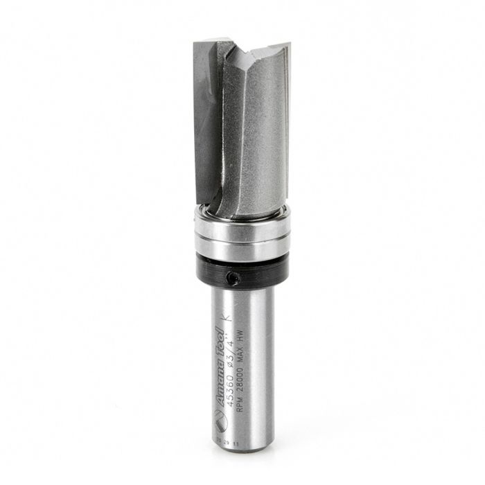 Amana tool 45360 Carbide Tipped Down Shear Face Plunge Template 3/4 D x 1-1/4 CH x 1/2 Inch SHK w/ Upper Bal Bearing Router Bit