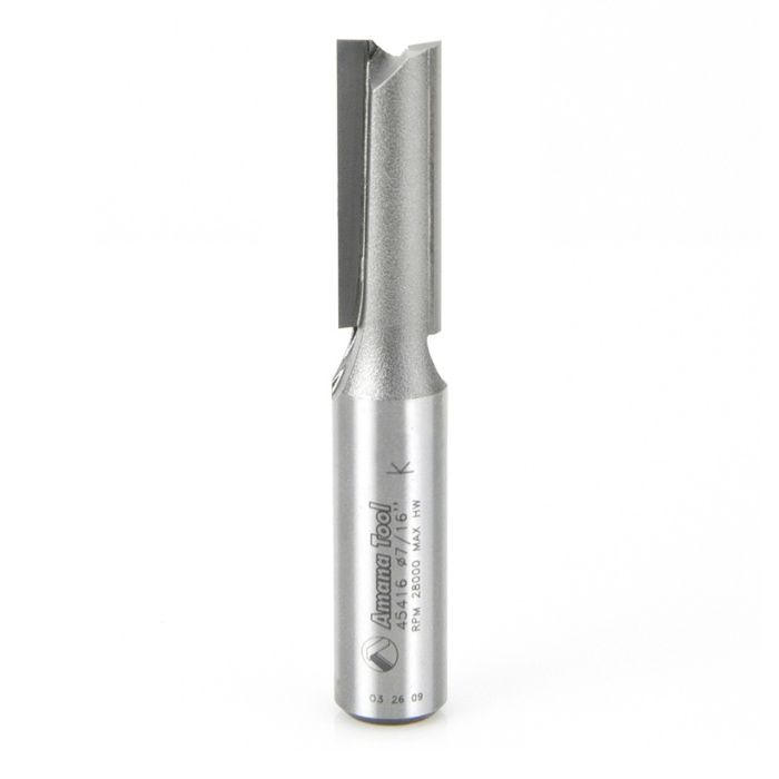 Amana tool 45416 Carbide Tipped Straight Plunge High Production 7/16 D x 1-1/4 CH x 1/2 SHK x 3 Inch Long Router Bit