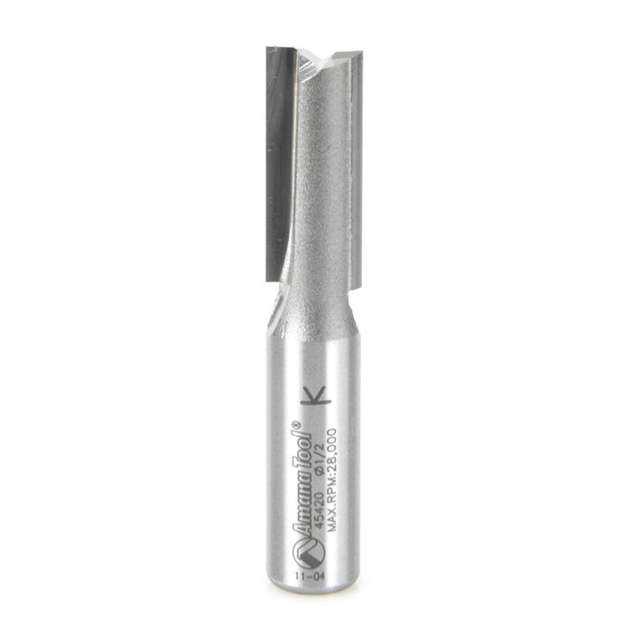 Amana tool 45420 Carbide Tipped Straight Plunge High Production 1/2 D x 1-1/4 CH x 1/2 SHK x 2-7/8 Inch Long Router Bit