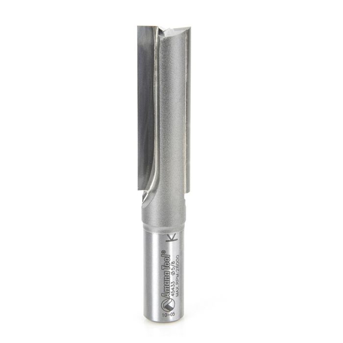 Amana tool 45433 Carbide Tipped Straight Plunge High Production 5/8 D x 2 CH x 1/2 SHK x 3-3/4 Inch Long Router Bit