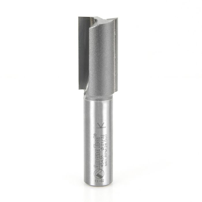 Amana tool 45435 Carbide Tipped Straight Plunge High Production 21/32 D x 1-1/4 CH x 1/2 SHK x 2-7/8 Inch Long Router Bit